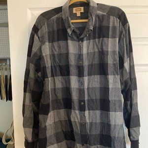 The Foundry Supply Co Button Down 2XLT Mens Big and Tall Gray Black Checkered